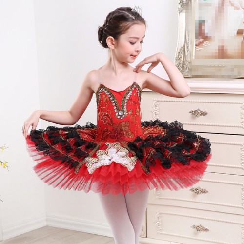 Girls ballet dresses tutu skirt professional swan lake stage pancake platter performance competition dancing costumes outfits